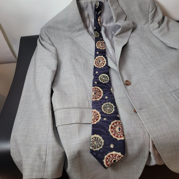 Oscar De La Renta Couture Silk Tie With Geometric Pattern - Picture 7 of 8